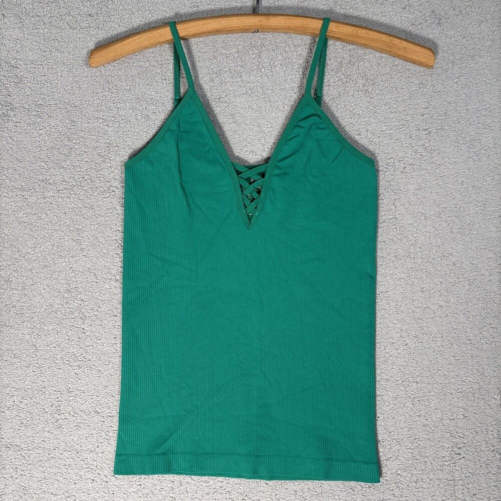 Intimately Free People Top Women’s Size XS/S Green Ribbed Crossfire Cami Stretch